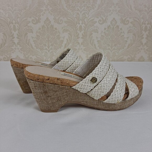 Dana Buchman Size 6M Billy Sandals White Woven Straps Cork Lined Insole NWOT - Picture 6 of 15